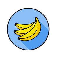 icona di banana. frutta gialla nel cerchio blu. vettore