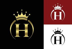 alfabeto monogramma iniziale h con una corona. simbolo di lusso reale, re, regina. emblema del carattere. vettore