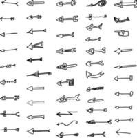 frecce impostate doodle illustrazione disegnata a mano contorni neri vettore