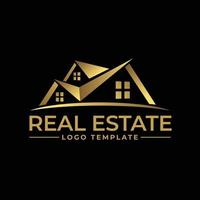design del logo color oro della casa immobiliare vettore