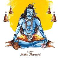 mano disegnare signore shiva vacanza maha shivratri carta sfondo vettore