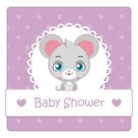 Baby shower card con mouse carino vettore