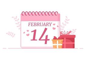 buon San Valentino design piatto illustrazione che viene commemorato il 17 febbraio con orsacchiotto, cioccolato e regalo per biglietto di auguri d'amore vettore