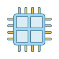 icona a colori del processore quad core. microprocessore a quattro core. microchip, chipset. processore. Unità centrale di elaborazione. computer, telefono processore multi-core. circuito integrato. illustrazione vettoriale isolato