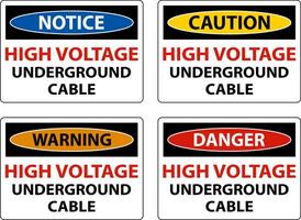 segno sotterraneo del cavo ad alta tensione su priorità bassa bianca vettore