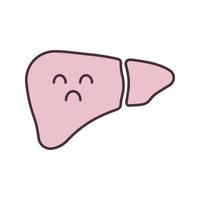 icona del colore del fegato triste. ghiandola digestiva malsana. malattie del fegato. illustrazione vettoriale isolata