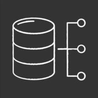 icona del gesso del database relazionale. grandi dati. server. illustrazioni di lavagna vettoriali isolate