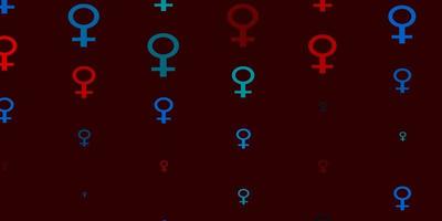 sfondo vettoriale azzurro, rosso con simboli di potere della donna.