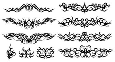 confezione di tatuaggi tribali disegnati a mano in bianco e nero vettore
