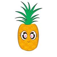 simpatico personaggio di ananas per la decorazione di imballaggi scatole regalo tessili in stile kawaii simpatico cartone animato cibo divertente concept design illustrazione vettoriale