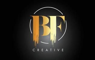 design del logo della lettera del tratto di pennello dorato bf. icona di lettere logo vernice nera. vettore