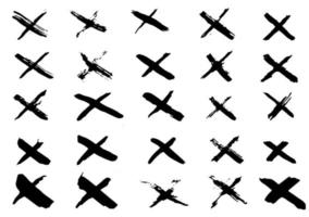 vettore set x segno nero. simbolo grafico del segno di croce. segno x grunge