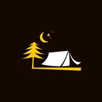 semplice illustrazione notturna idea campo tenda all'aperto vettore