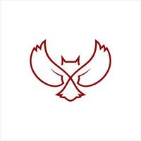 idea di design del logo del gufo di arte rossa di linea semplice vettore