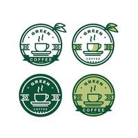 design del logo del caffè, tazza vintage moderna per il menu del negozio di caffè naturale, adatta per negozi e ristoranti vettore