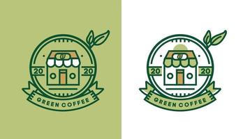 design del logo del caffè, moderno negozio vintage per il logo del caffè, adatto per il settore alimentare e delle bevande vettore