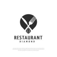 icona del diamante logo ristorante forchetta e coltello, modello di disegno dell'illustrazione vettore