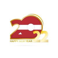 anno 2022 con motivo a bandiera lettonia. felice anno nuovo design. vettore