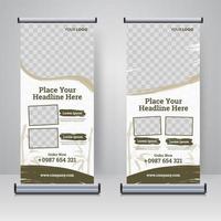 cibo e ristorante roll up banner modello di progettazione vettore