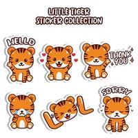 set di emoji social media piccola tigre collezione di adesivi emoticon animali vettore