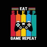 mangiare il gioco del sonno ripetuto, maglietta da gioco con illustrazione vettoriale del joystick di gioco