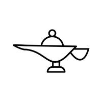 icona della bella linea nera della lampada megical vettore