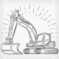 escavatore doodle terna escavatore handdrawing schizzo costruzione vettore