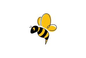 vettore di disegno di logo della mascotte del fumetto dell'ape del miele dell'insetto volante sveglio divertente