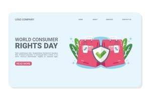 Pagina di destinazione della giornata mondiale dei diritti dei consumatori vettore