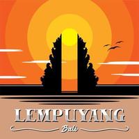 illustrazione lempuyang tempio cancello silhouette bali design ispiratore vettore