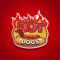 hot dog fuoco distintivo logo design vettore