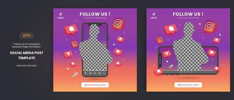 promozione della pagina aziendale di instagram con vettore 3d per post sui social media
