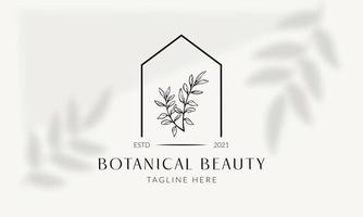 logo disegnato a mano di elemento floreale botanico con fiori selvatici e foglie. logo per spa e salone di bellezza, boutique, negozio biologico, matrimonio, designer floreale, interni, fotografia, cosmetici. vettore