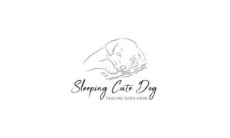 set di cane lineare logo design modello vettore cane contorno premium illustrazione vettoriale