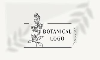 logo disegnato a mano di elemento floreale botanico con fiori selvatici e foglie. logo per spa e salone di bellezza, boutique, negozio biologico, matrimonio, designer floreale, interni, fotografia, cosmetici. vettore