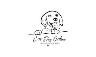 set di cane lineare logo design modello vettore cane contorno premium illustrazione vettoriale