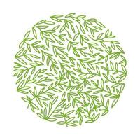 illustrazione di design rotondo logo foglie di tè biologico. design del logo delle foglie di tè, concetto circolare di foglie di tè biologico isolato su sfondo bianco vettore