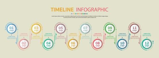 sequenza temporale per 12 mesi, modello di infografica per le imprese. vettore