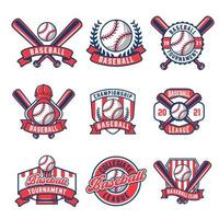 collezione di logo e insegne colorate da baseball vettore
