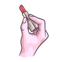 illustrazione vettoriale del rossetto della holding della mano femminile