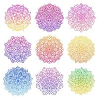 set di mandala rotondo motivo ornamentale sfumato vettore