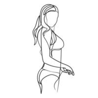 disegno continuo a una linea del corpo della donna in bikini vettore