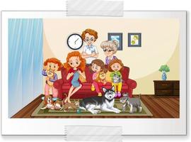 foto di famiglia felice in stile cartone animato vettore