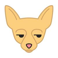 chihuahua carino kawaii carattere vettoriale. cane con il muso indifferente. animale con gli occhi che guardano di lato. cagnolino domestico infelice. emoji divertenti, adesivi, emoticon. illustrazione a colori del fumetto isolato vettore