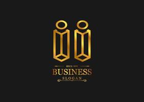 modello di logo corporativo elegante dorato della lettera ii isometrica. lusso ii lettera logo design modello vettoriale gratuito.