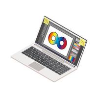 laptop con software di progettazione vettore