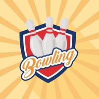 emblema di bowling con pini vettore