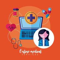 medico online nel laptop vettore