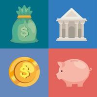 economia e finanze quattro icone vettore