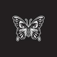 illustrazione del disegno di stile del tatuaggio della farfalla del cranio. vettore